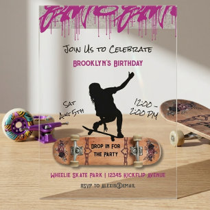 Invitations En Acrylique Fête d'anniversaire unique pour adolescente avec a
