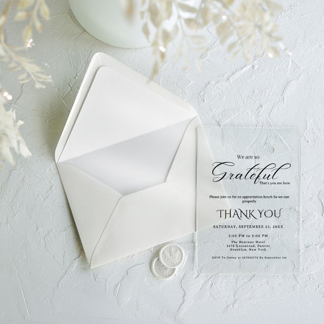 Invitations En Acrylique Fête d'appréciation de script moderne, fête de gra (Créateur téléchargé)