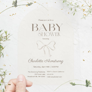 Invitations En Acrylique Fête de bébé à l'arc en aquarelle crème chaude sub
