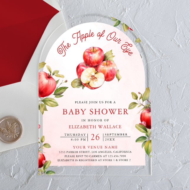 Invitations En Acrylique Fête de bébé Arche Apple Of Our Eye (Créateur téléchargé)