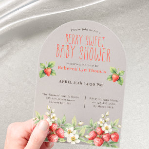 Invitations En Acrylique Fête de bébé aux fraises sucrées 