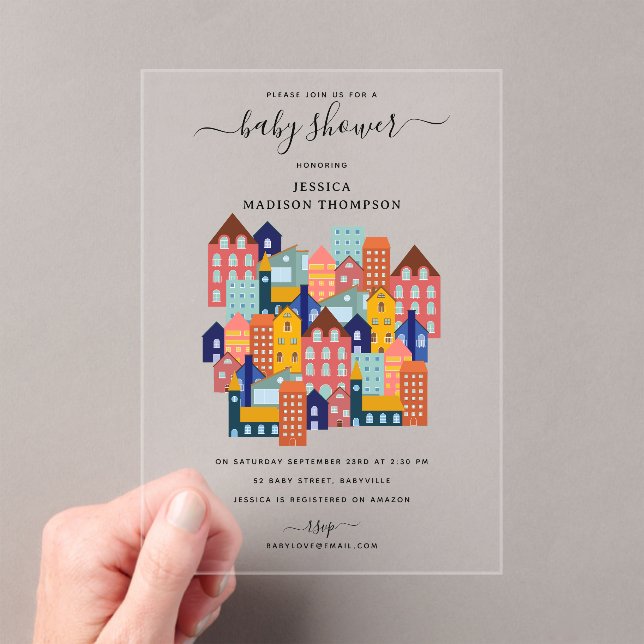 Invitations En Acrylique Fête de Bébé de la Maison de Quartier (In situ (ordinateur de poche))