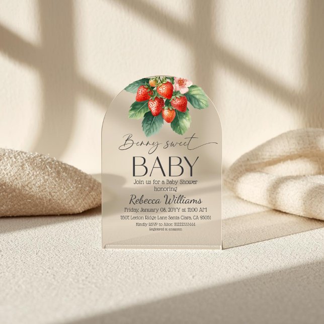 Invitations En Acrylique Fête de bébé douce fraise du marché frais (Créateur téléchargé)