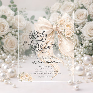 Invitations En Acrylique Fête de bébé fille Baby in Bloom Bow