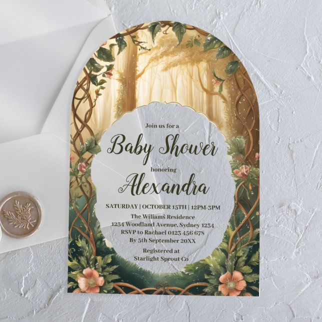 Invitations En Acrylique Fête de Bébé Forêt Enchantée (Créateur téléchargé)