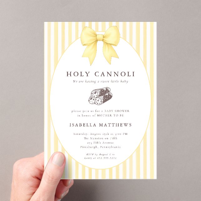 Invitations En Acrylique Fête de bébé Holy Cannoli Bow  (In situ (ordinateur de poche))