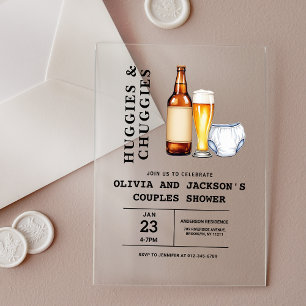 Invitations En Acrylique Fête de bébé pour couples Huggies et Chuggies