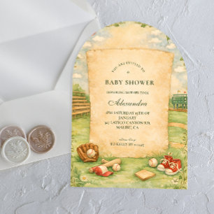Invitations En Acrylique Fête de bébé thème baseball vintage