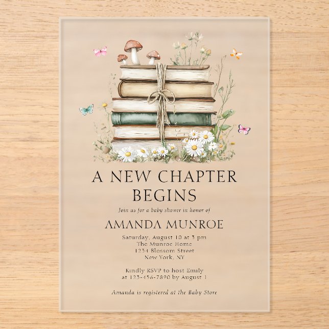 Invitations En Acrylique Fête de bébé thème floral aquarelle: Un nouveau ch (Recto)