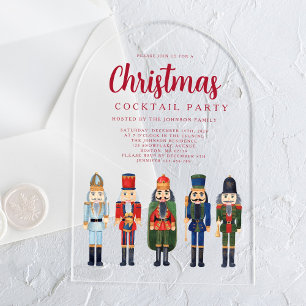 Invitations En Acrylique Fête de Cocktail de Noël Casse-Noisette Rouge