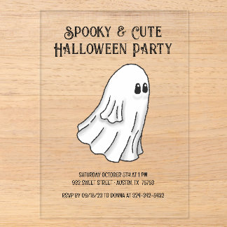 Invitations En Acrylique Fête de fantômes Halloween effrayante et mignonne