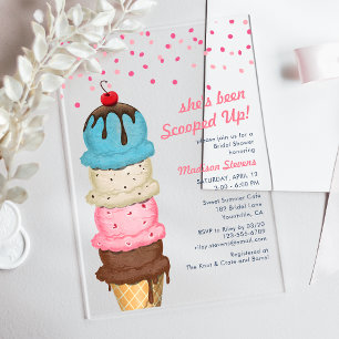 Invitations En Acrylique Fête de Fiançailles à l'aquarelle moderne de glace