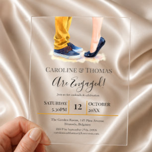 Invitations En Acrylique Fête de fiançailles de couple à l'aquarelle modern