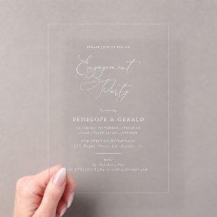 Invitations En Acrylique Fête de fiançailles élégante avec calligraphie sim