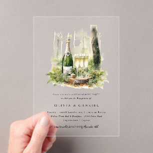 Invitations En Acrylique Fête de fiançailles élégante de la forêt enchantée
