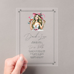 Invitations En Acrylique Fête de Fiançailles Élégante et Arrosée