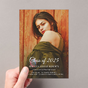 Invitations En Acrylique Fête de fin d'études 2026 Photo Maison ouverte Fêt