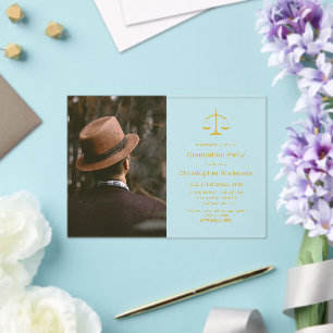 Invitations En Acrylique Fête de fin d'études de professionnel juridique