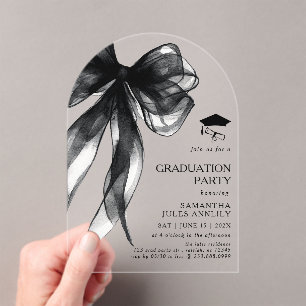 Invitations En Acrylique Fête de graduation de l'arc noir moderne tendance