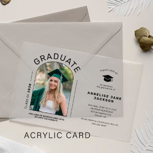 Invitations En Acrylique Fête de graduation de photo en arc simple moderne
