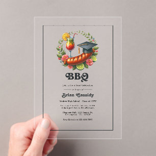 Invitations En Acrylique Fête de graduation pour barbecue lunaire