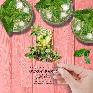 Invitations En Acrylique Fête de la course de chevaux avec Mint Julep