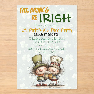 Invitations En Acrylique Fête de la Saint-Patrick inspirée de l'Irlande