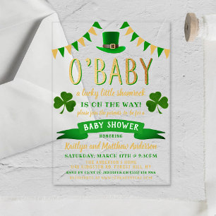 Invitations En Acrylique Fête de la Saint-Patrick pour bébé O'Baby