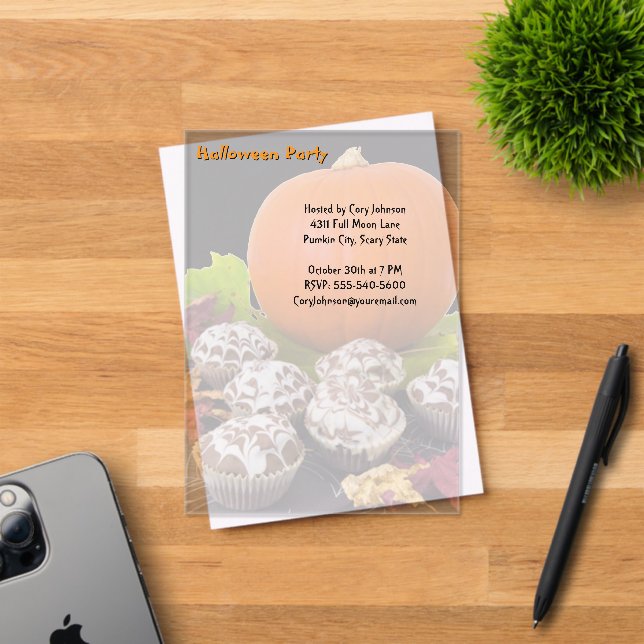 Invitations En Acrylique Fête de l'Halloween citrouille et cupcakes (Insitu (Carte d'invitation))