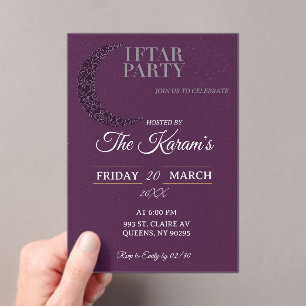 Invitations En Acrylique Fête de l'Iftar du Ramadan de Mosquée minimaliste