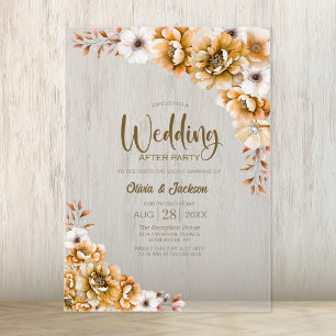 Invitations En Acrylique Fête de mariage après-cérémonie aux fleurs d'orang