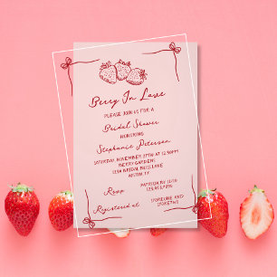 Invitations En Acrylique Fête de mariage Berry Coquette dessinée à la main 
