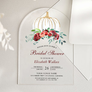 Invitations En Acrylique Fête de mariage champêtre avec citrouille blanche