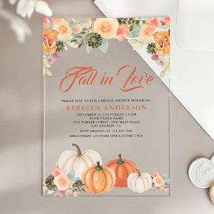 Invitations En Acrylique Fête de mariage champêtre Floral de citrouille aut