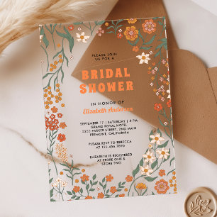 Invitations En Acrylique Fête de mariage champêtre orange groovy