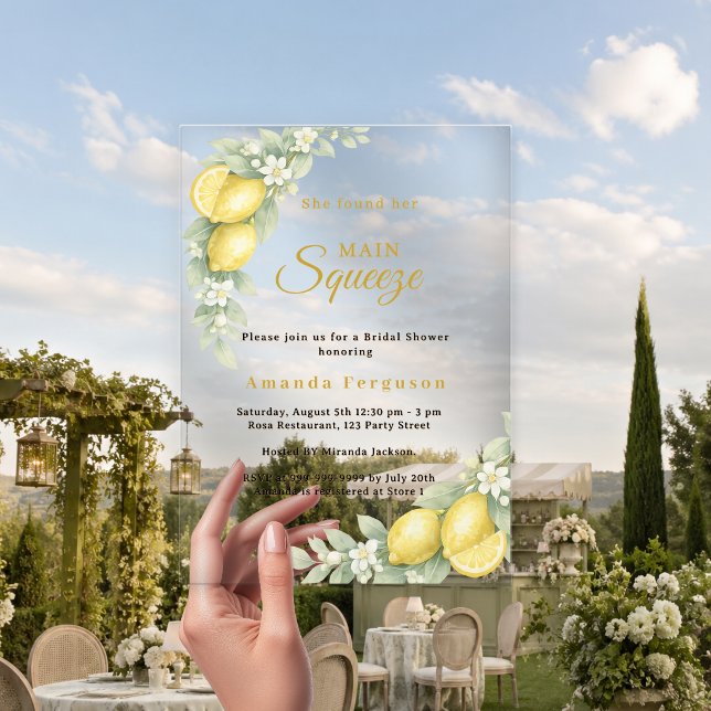 Invitations En Acrylique Fête de mariage citronnée, fête d'été (Créateur téléchargé)