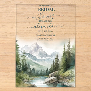Invitations En Acrylique Fête de mariage en montagne et shower de mariage