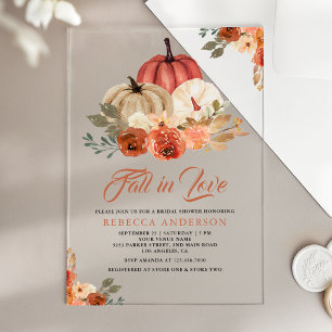 Invitations En Acrylique Fête de mariage en Terracotta Rouille de Citrouill