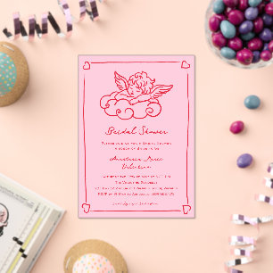 Invitations En Acrylique Fête de mariage fantaisiste avec chérubin rose et 