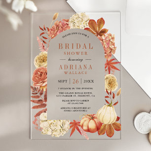 Invitations En Acrylique Fête de mariage Floral Citrouille en Terracotta
