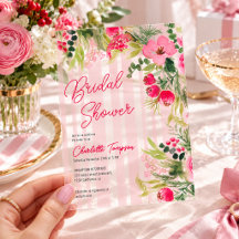 Fête de mariage floral hivernal à rayures roses cl