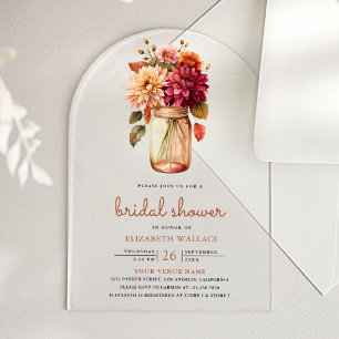 Invitations En Acrylique Fête de mariage Floral Jar en verre Dahlia d'autom