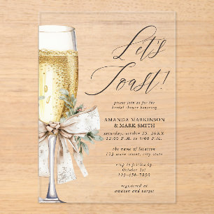 Invitations En Acrylique Fête de mariage hivernale Champagne : Levons nos v