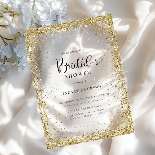 Invitations En Acrylique Fête de mariage moderne avec paillettes dorées