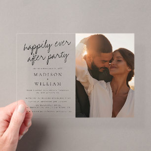 Invitations En Acrylique Fête de Mariage Moderne Photo Mariage Heureux Pour