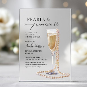 Invitations En Acrylique Fête de mariage Perles et Prosecco Champagne