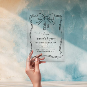 Invitations En Acrylique Fête de mariage prosecco arc dessinée à la main tr