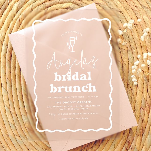 Invitations En Acrylique Fête de Mariage Rétro Ondulée Moderne Bruch (Créateur téléchargé)