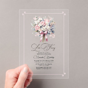 Invitations En Acrylique Fête de mariage romantique florale pastel