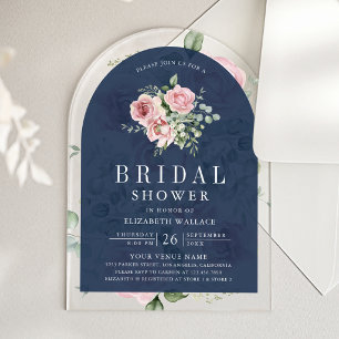 Invitations En Acrylique Fête de mariage rose poudré floral eucalyptus mari